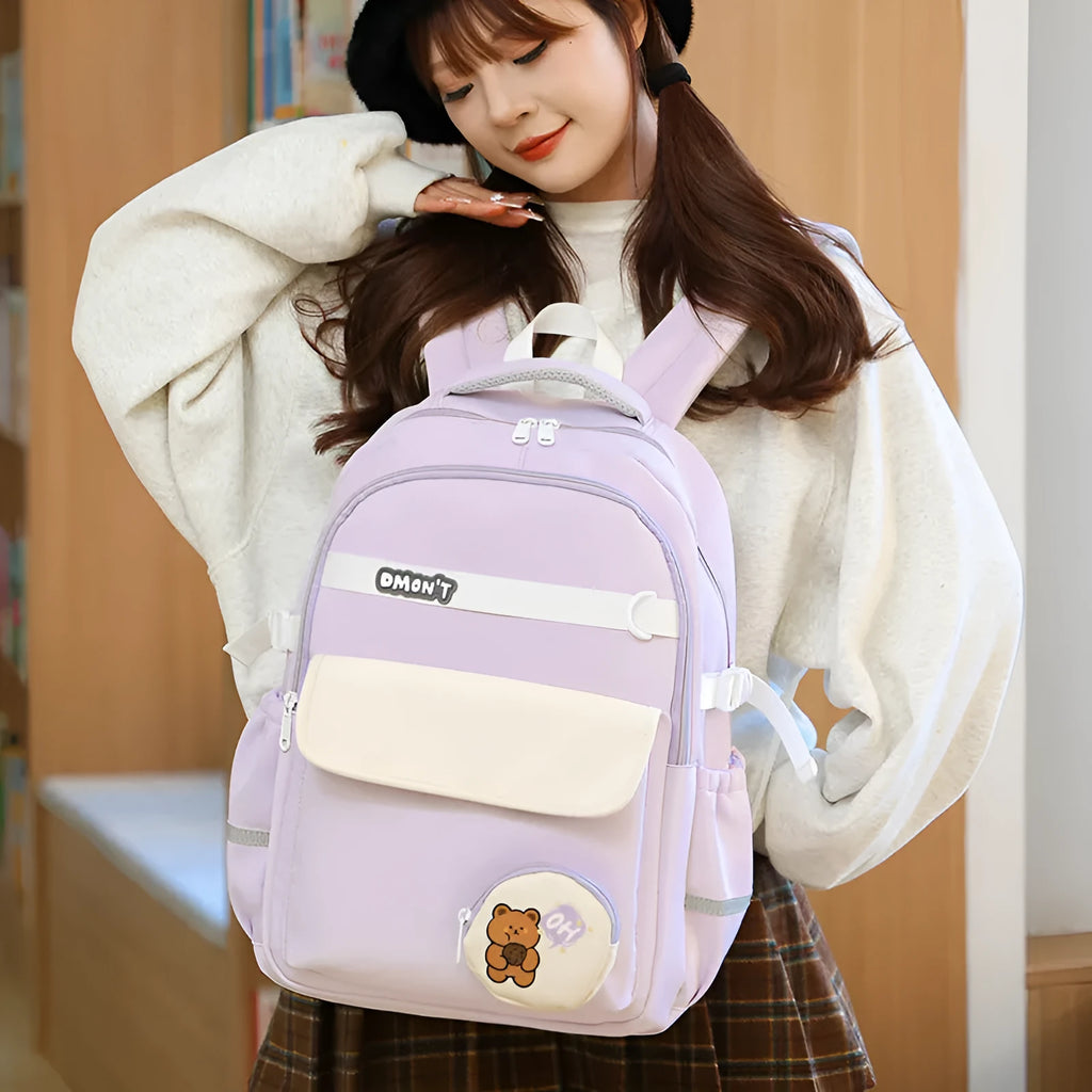 High school campus backpack 36-55L Oxford cloth curved shoulder strap six colours