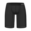 Men's solid colour knitted mesh lounge shorts in black on a hanger.