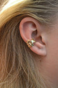 Gold electroplated alloy earrings with starfish and scallop shell charms