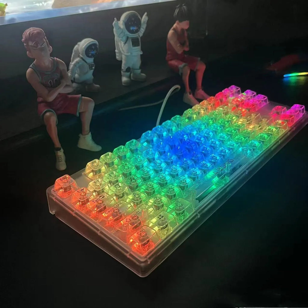 Transparent mechanical keyboard key cap set with 132 keys for MX stem compatibility