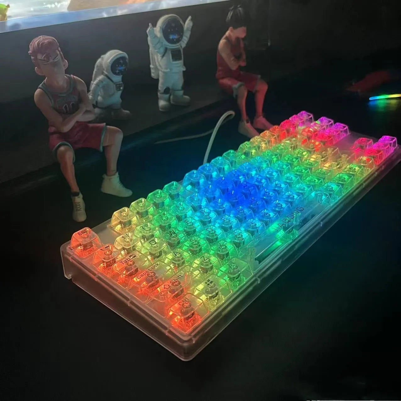Transparent mechanical keyboard key cap set with 132 keys for MX stem compatibility