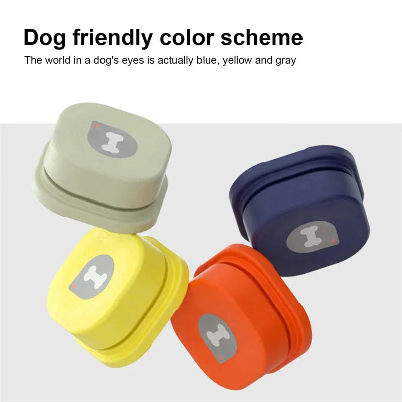 Pet communication button in orange, blue, grey and yellow with mats, 8.5cm ABS plastic recordable dog talking toy