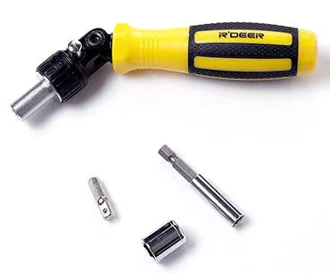 39 in 1 combination ratchet screwdriver set in yellow case with chrome-vanadium steel bits, sockets, and extension rod