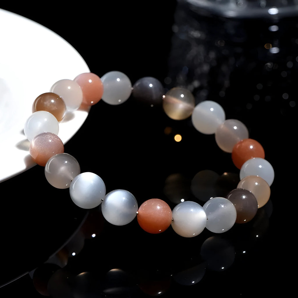 Moonstone colourful moon light bracelet with 8mm single circle diameter