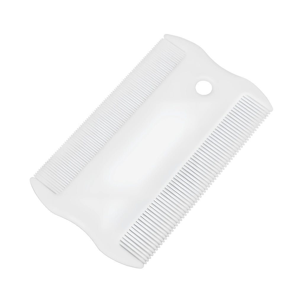 Double-sided plastic flea comb for pets with dense teeth, measuring 0.85x5cm