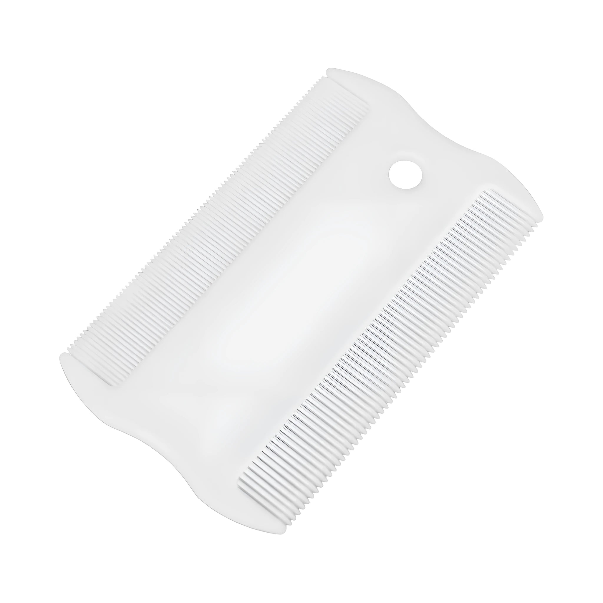 Double-sided plastic flea comb for pets with dense teeth, measuring 0.85x5cm