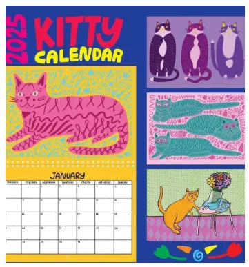 2024 2025 cat calendar wall planner with feline themed monthly pages