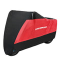 Polyester motorcycle rain cover in black colour with heat insulation and anti-theft features