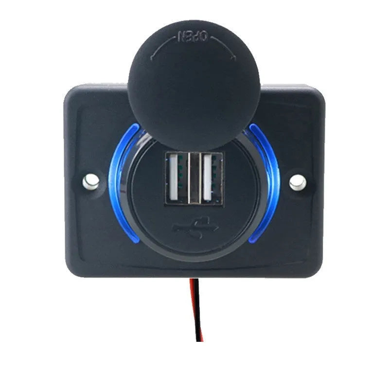 Black 12V car USB charger with 3.1A output for automotive modification