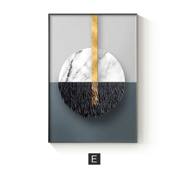 Abstract geometric pattern printed on a canvas painting, showcasing modern wall art decor.