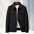 Men's slim fit casual lapel jacket in brown, showcasing the collar and front button closure.