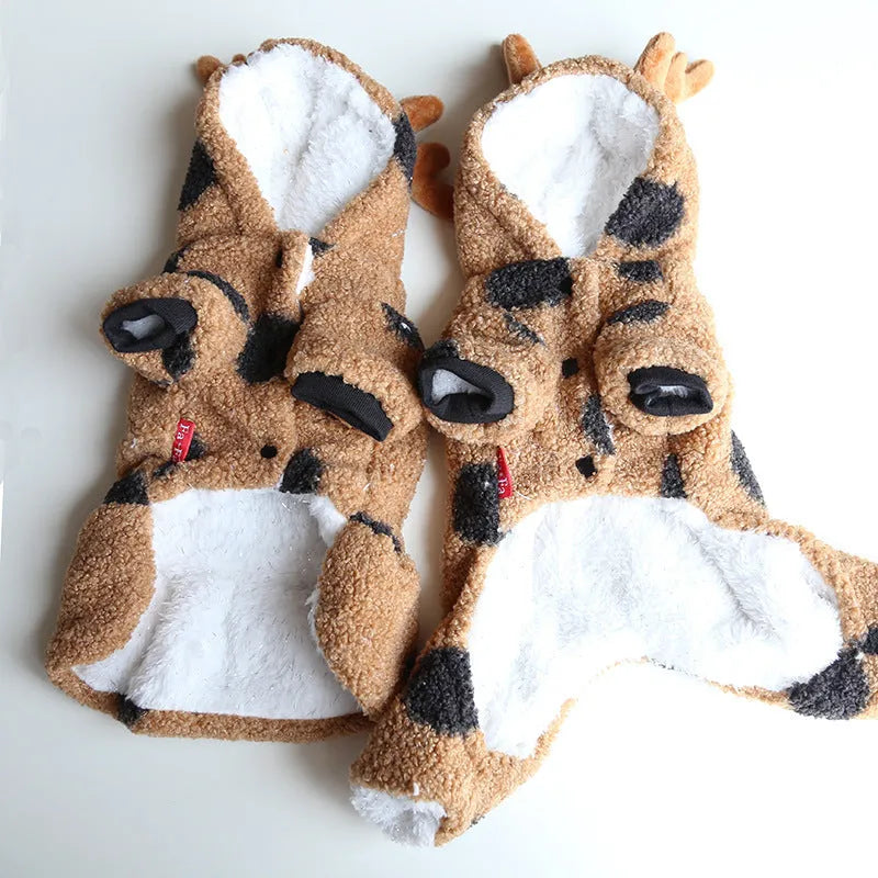 Polka dot elk couple pet costume for dog or cat in skirt or four legs style