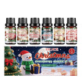Christmas aromatherapy oil set showing six bottles of warm home scented oil