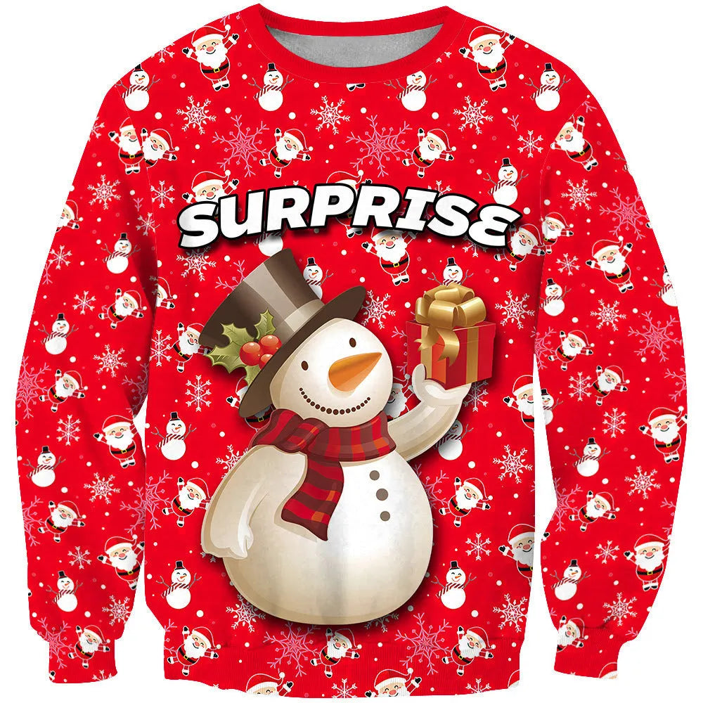 3D digital print casual round neck men's sweater in autumn European style, side seam pockets, polyester fibre, sizes S-5XL