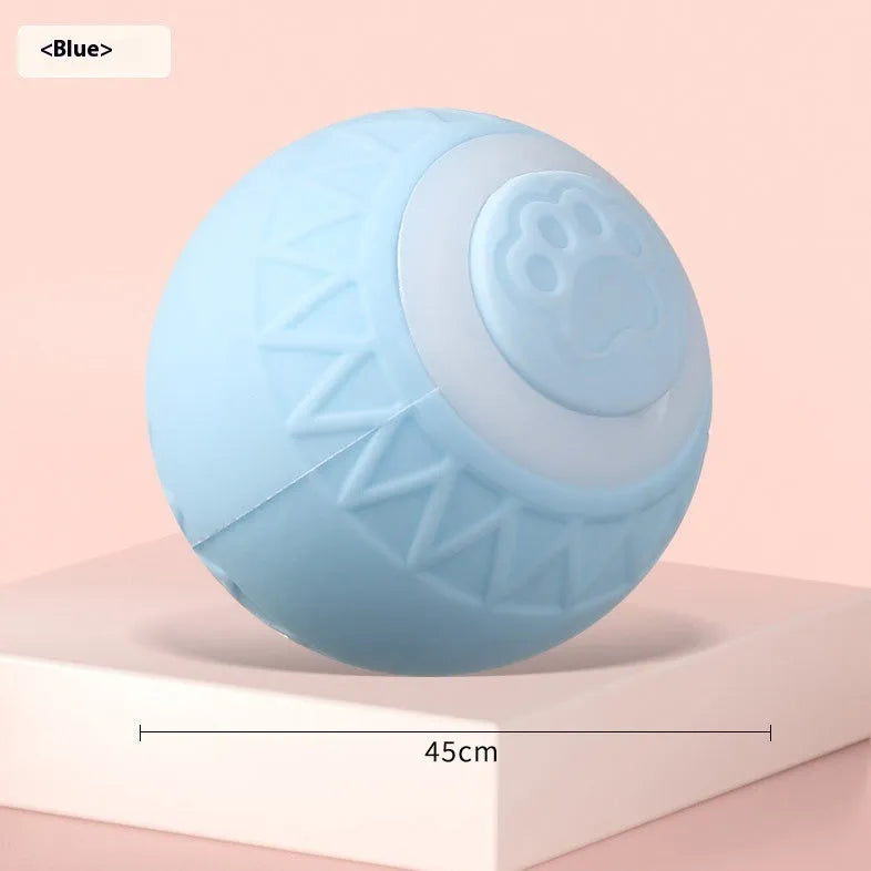 Blue automatic smart cat toy ball with rechargeable moving and bouncing function