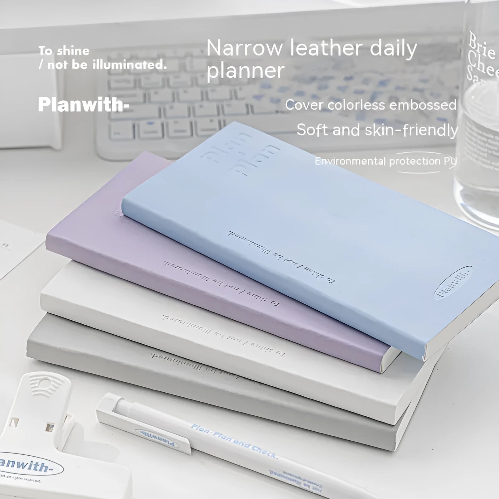 Embossed meter book open to show white pages, with blue cover option displayed.