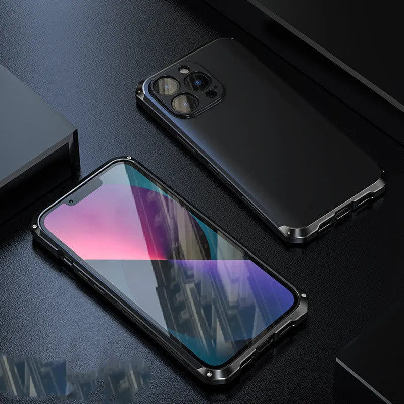 Aluminium alloy and plastic full frame solid colour phone case for iPhone 13 Pro Max