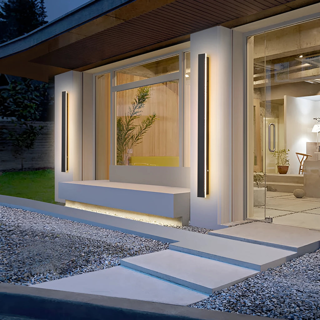 Outdoor LED strip straight wall lamp with wrought iron shell, 150cm length, IP65 waterproof rating