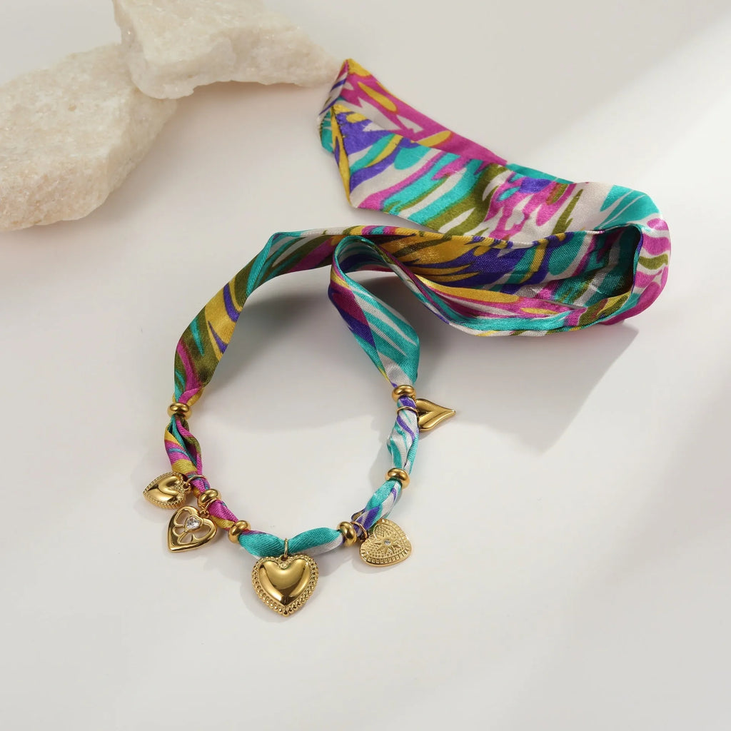 Gold electroplated geometric pendant necklace or bracelet with adjustable 41-50cm stainless steel chain