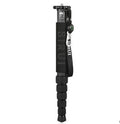 Black carbon fibre camera monopod extended to maximum 1540mm height with SLR camera mounted