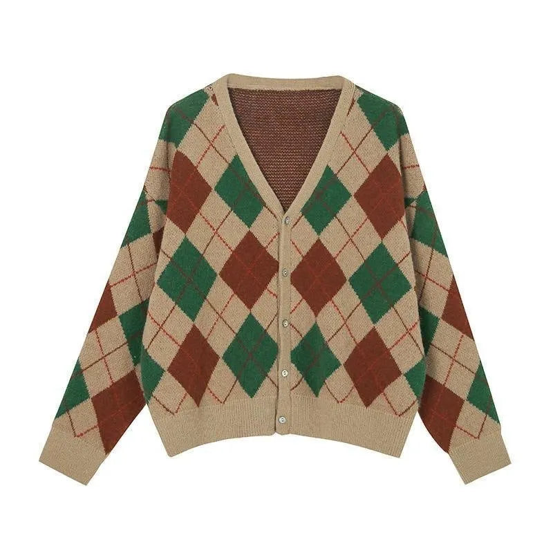 Acrylic knitted cardigan in macaron colours with regular sleeves and Japanese Korean casual styling
