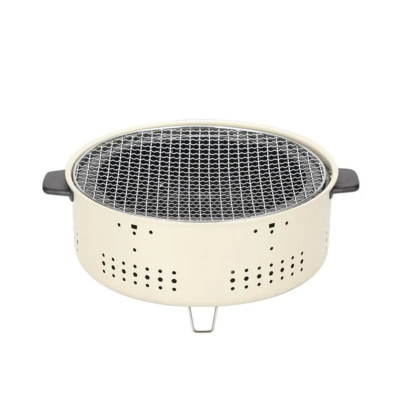 Portable indoor charcoal cooking stove with grill rack disk for baking and tea preparation
