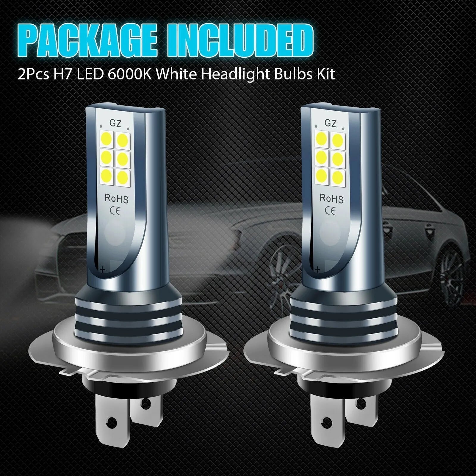 Car fog light bulb kit with 12 SMD LEDs, aviation aluminium alloy shell, 6.0cm size