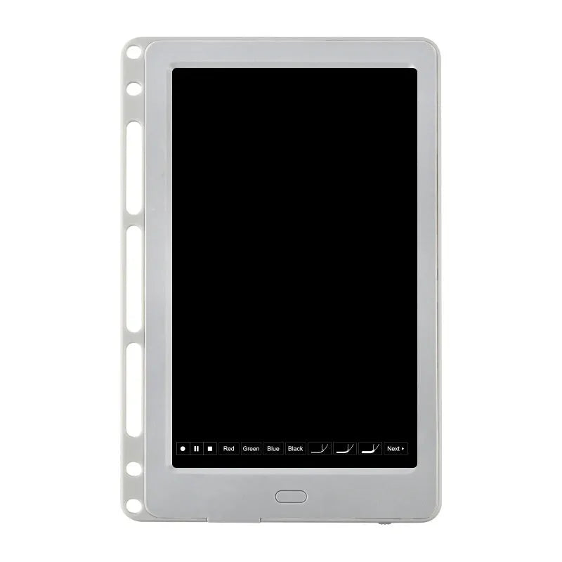 85-inch electronic writing pad with stitching appearance in choice of black, dark blue, or sky blue