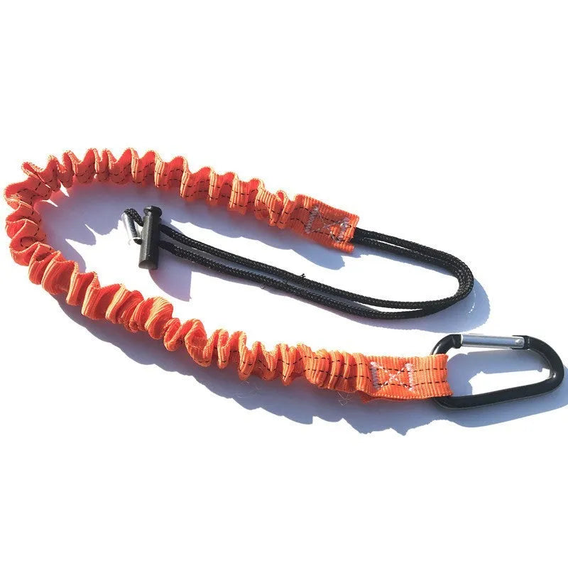 Orange fishing rod safety rope showing 90cm length with connection loops