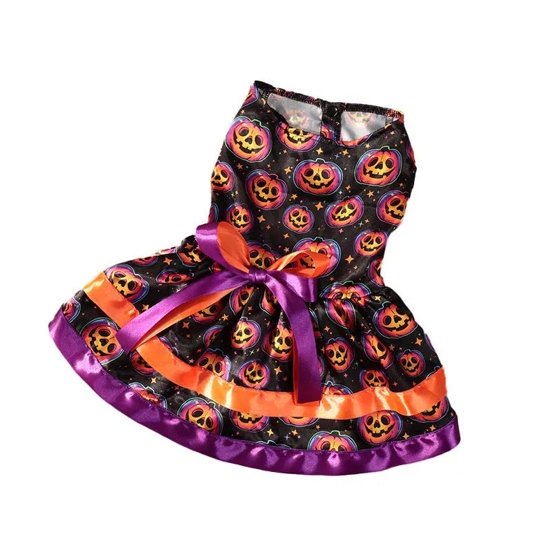 Halloween dog skirt with colourful pumpkin print for medium-sized dogs