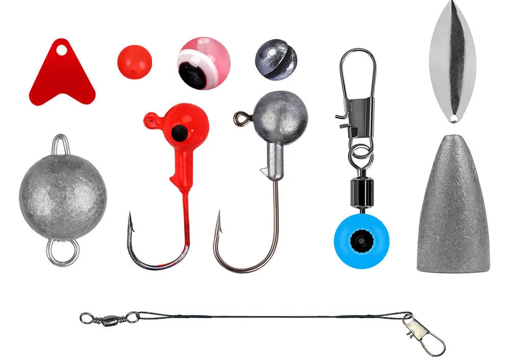 Weihe 257 piece fishing lure accessories kit in ABS plastic storage box for Texas, sea and rock fishing