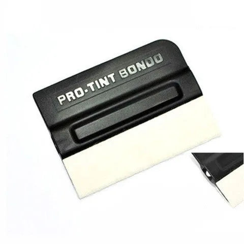 Car vinyl film scraper tool with magnetic head attachment in black and blue deerskin and wool options