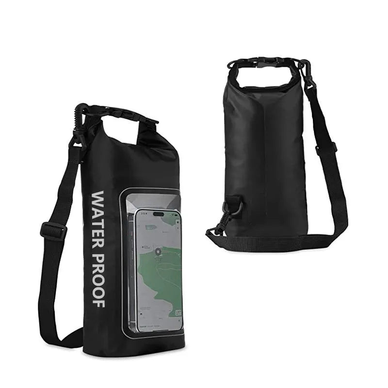 Army Green 2L waterproof PVC mesh crossbody bag for phones, shown with adjustable strap.
