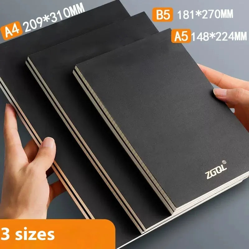A5 and B5 tearable writing pads showing blank, grid, and horizontal line page styles.