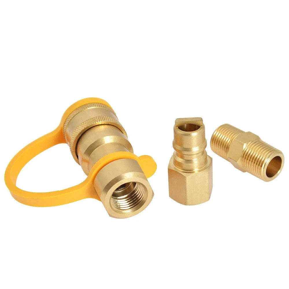 Brass propane gas charging connector with 3/8 American standard thread and gold colour finish