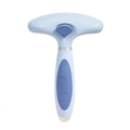 Stainless steel double-row pet grooming comb for dogs in azure light blue colour