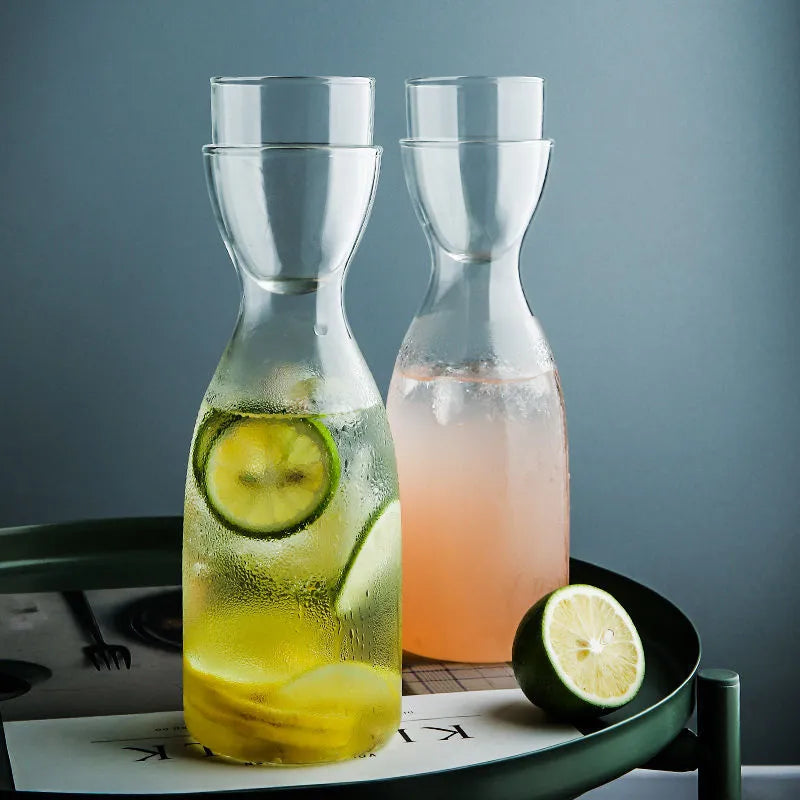 New Nordic style transparent glass kettle and water cup set for cold drinks