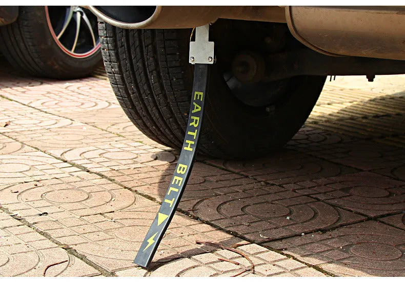 Black 370mm long car anti-static grounding strap with chain links for winter use on cars and SUVs.