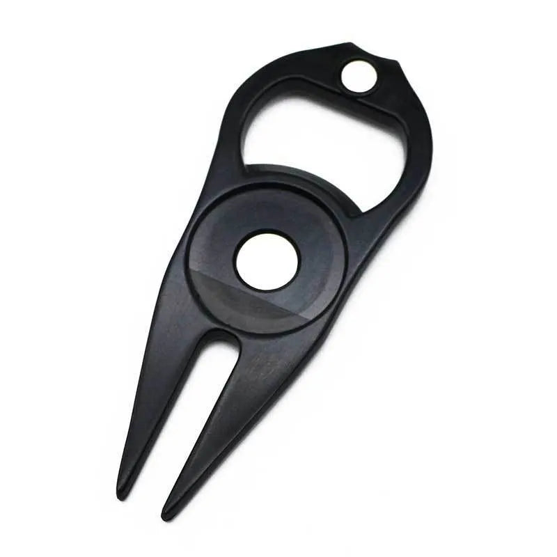 Zinc alloy golf ball yoke bottle opener tool in black, green, or silver with 88 x 35mm dimensions