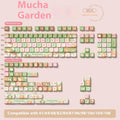 Mu Xia Garden Summer Garden design key cap set for mechanical keyboards, showing colourful graphic on keys.
