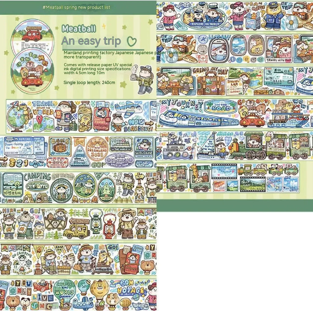 Sheet of cute cartoon character stickers on Japanese paper for haemorrhoid tape packaging.