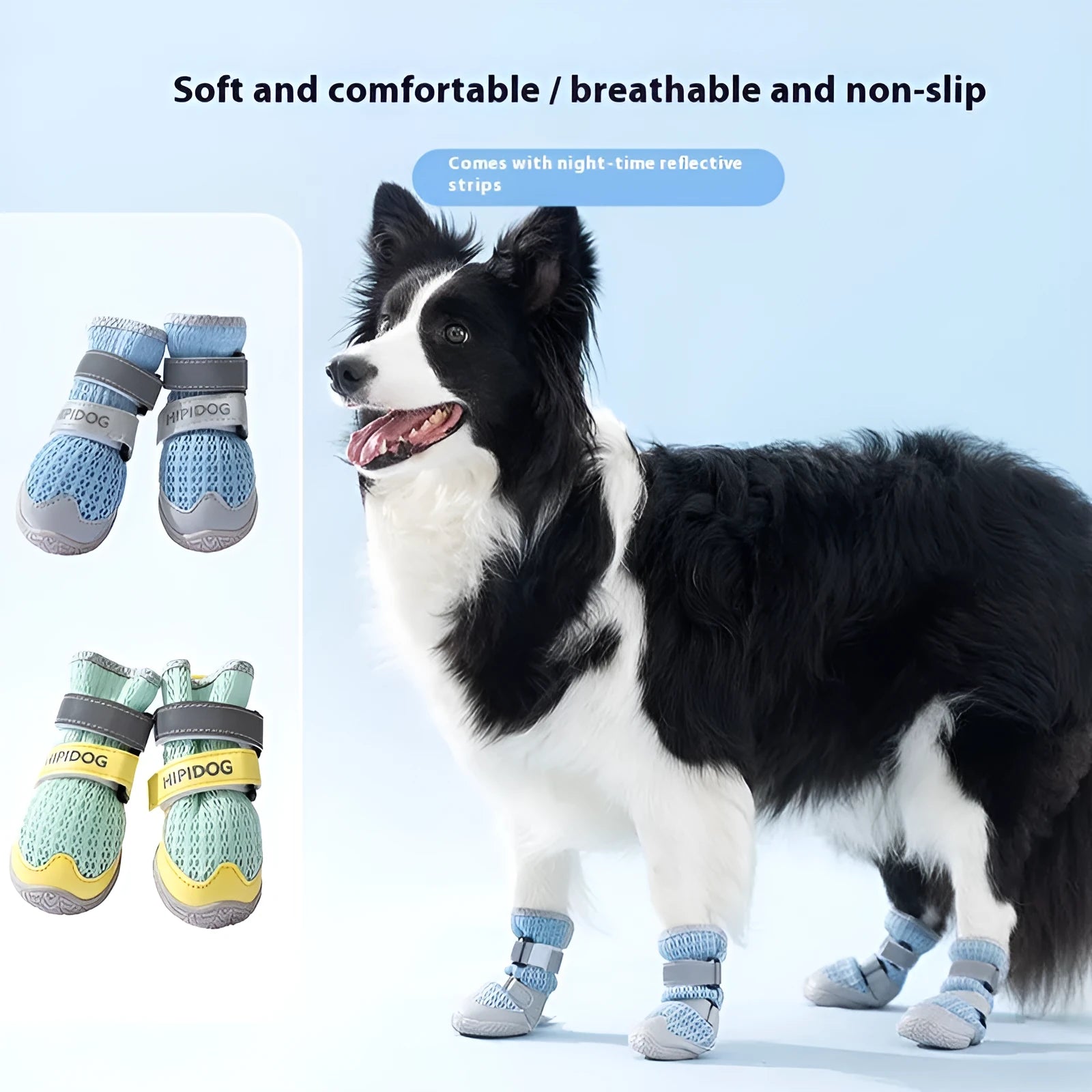 Cartoon style dog shoes in Bondi Blue colour made from breathable PU material for summer wear