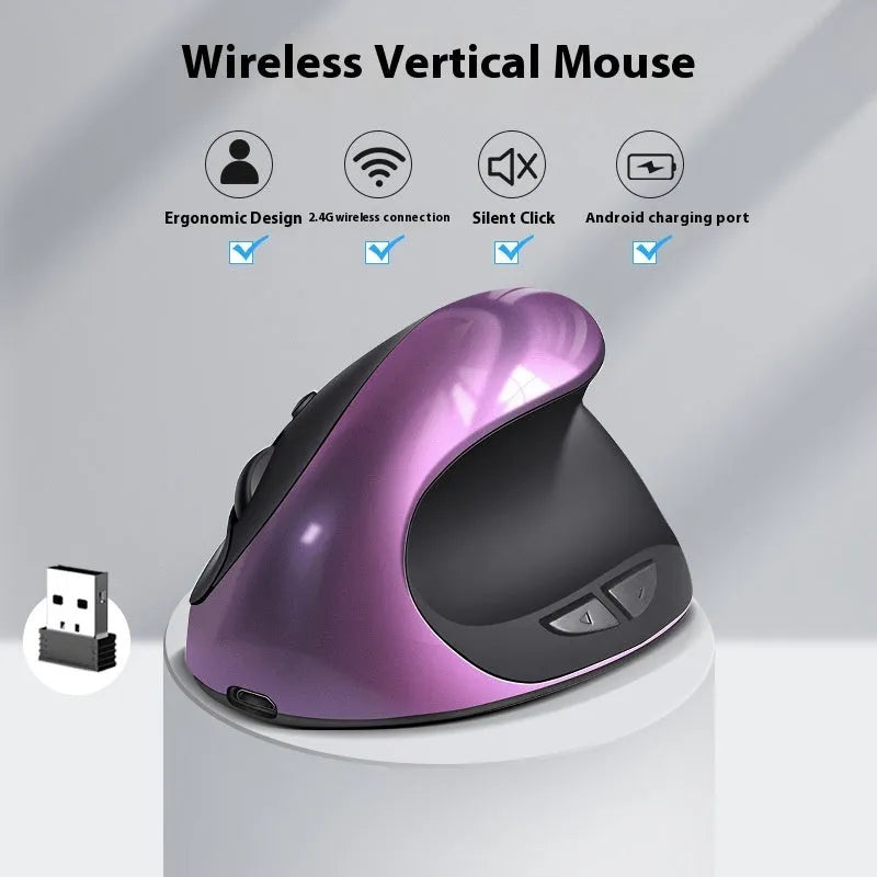 Vertical ergonomic computer mouse with wireless charging capability