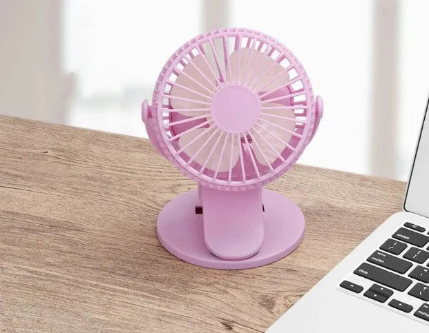 Small USB rechargeable clip fan in white colour with brushless motor design