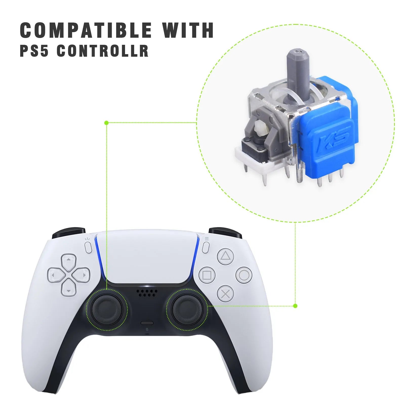 Hall effect magnetic joystick replacement component for PS5, Xbox, and Nintendo Switch controllers