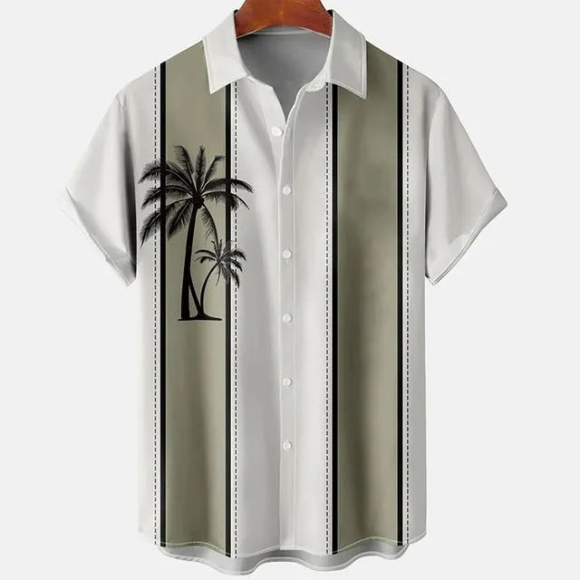 Men's slim fit beach shirt with 3D printed floral pattern in multiple colour options