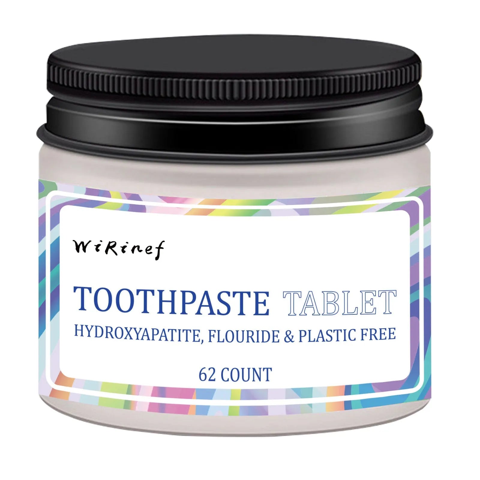 TP19 coloured solid toothpaste tablets in a pack of 62 pieces for portable oral cleaning.