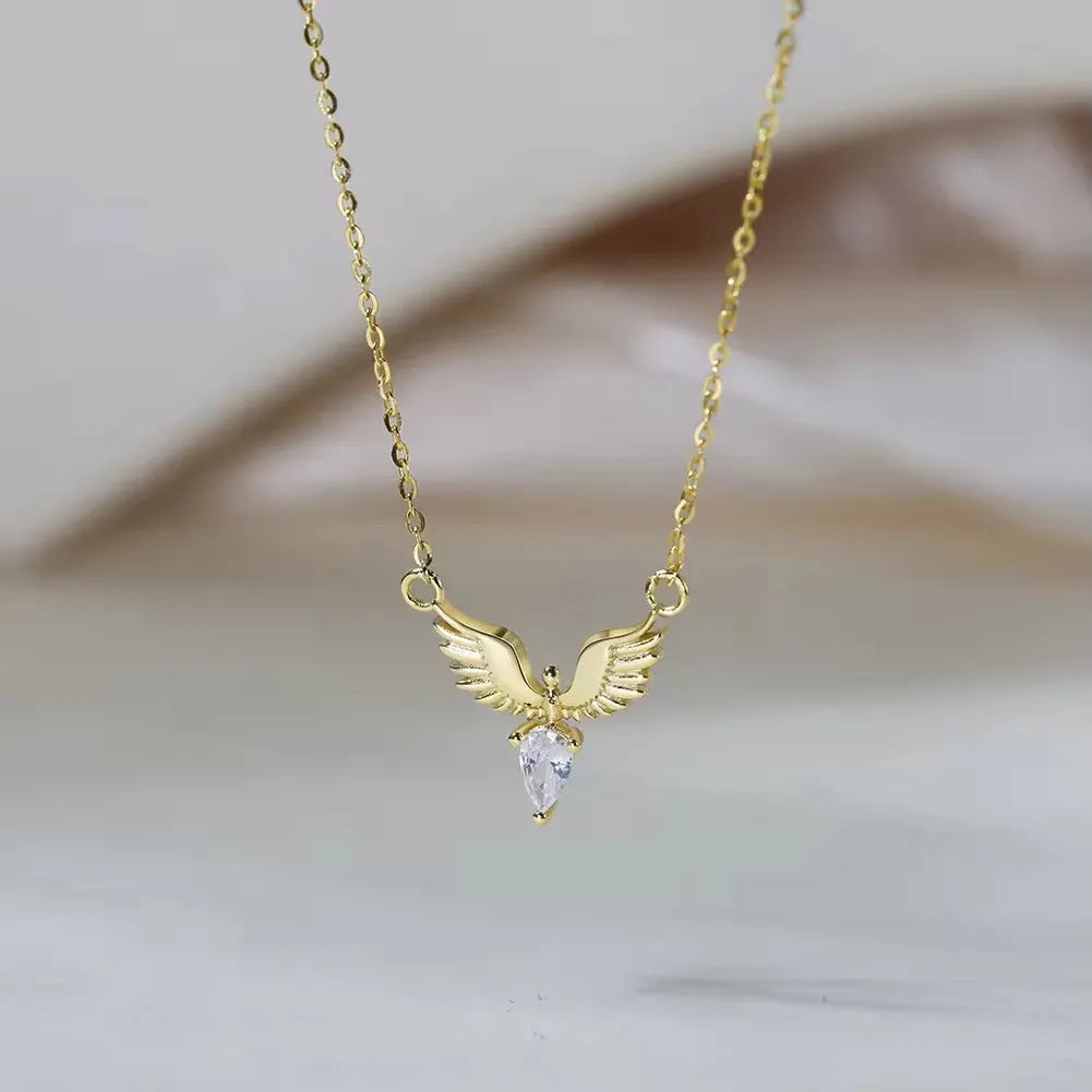 Women's eagle pendant necklace in 925 silver with adjustable 41-50cm chain in white gold or yellow gold finish