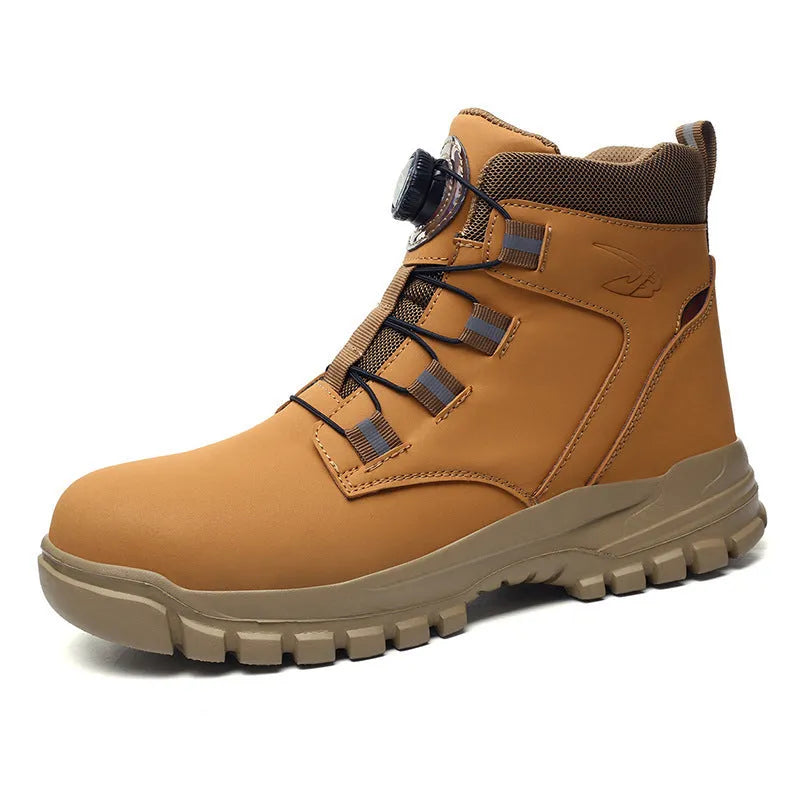Leather lightweight labour protection shoes with rubber sole in black, grey, and yellow colour options