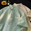 Blue striped plus size half sleeve shirt with loose casual fit